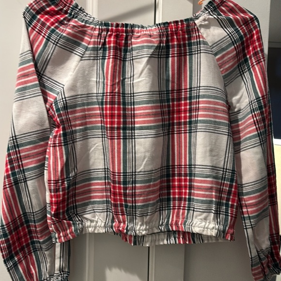 NWT Girls L Tartan Holiday Plaid Top - Picture 5 of 5